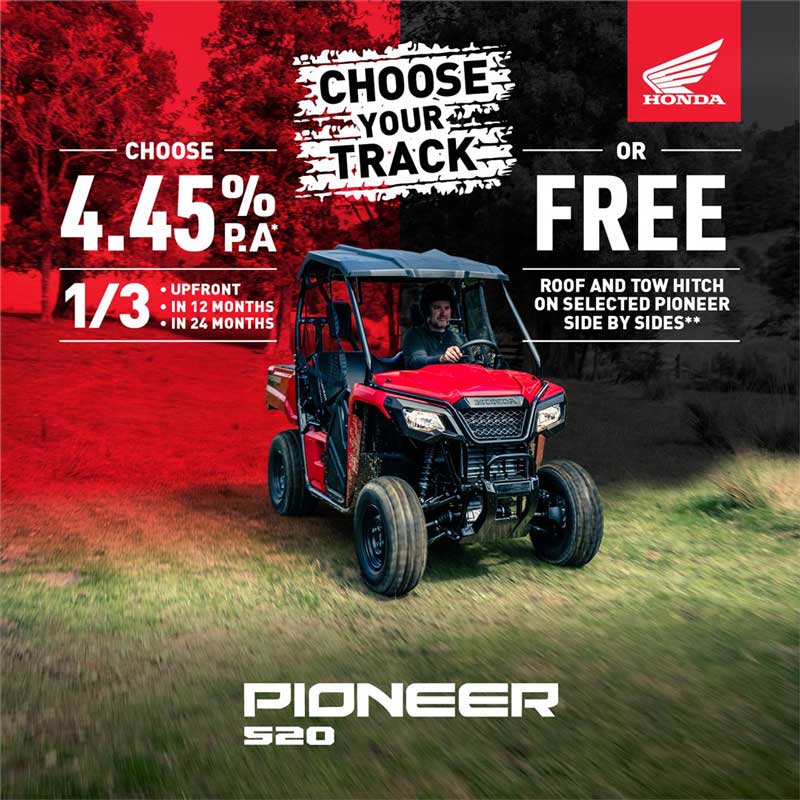 4.45% P.A or Free roof and tow hitch on selected pioneer side by sides - Pioneer S20 Honda Quad bike